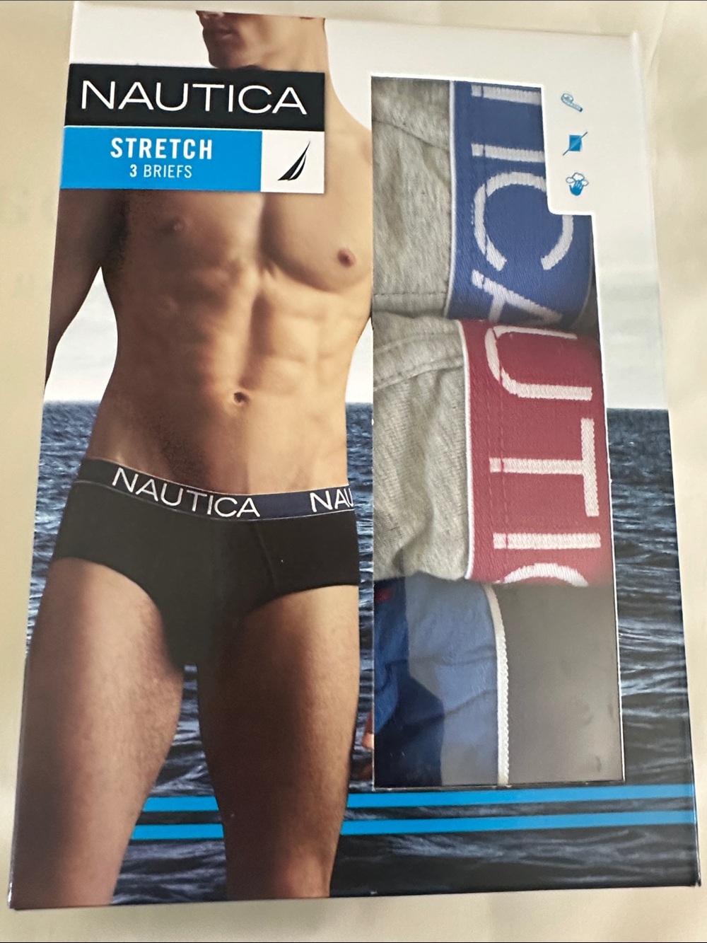 Nautica Men's Stretch Briefs - 2 Solid Gray & 1 Blue with Prints New in Box!